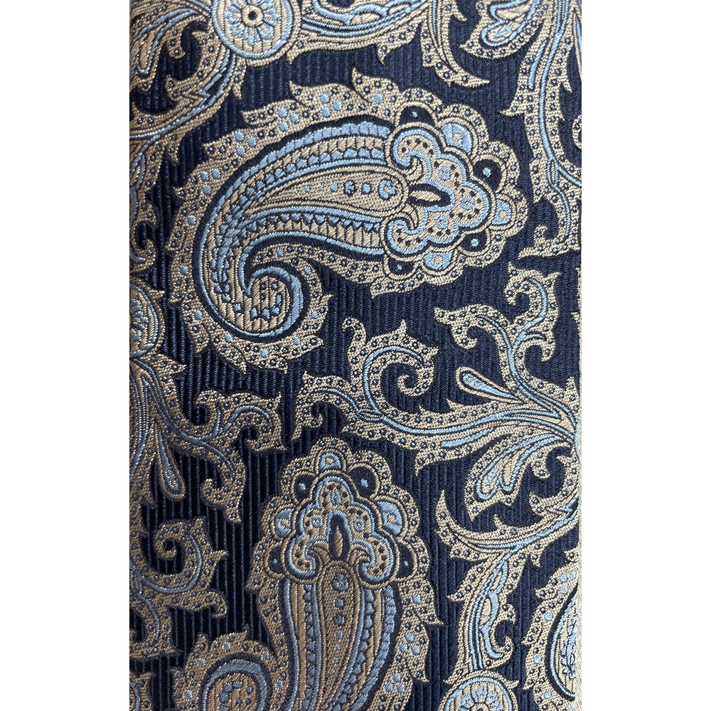 Paul Fredrick Tie Mens Blue Classic 3.5" Paisley 100% Silk 62.5" Long - Picture 3 of 5